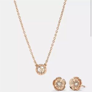 NWT ✨ Coach Open Circle Necklace and Tea Rose Studs